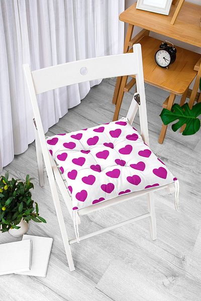 Realhomes Heart Pattern Digital Printed Fluffy Chair Cushion