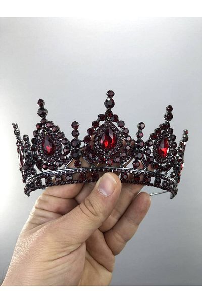 Hobigram تاج العروس ماري هينا ومارغريت من أنثراسايت بورجوندي - تصميم خاص، إكسسوار، إنتاج عالي الجودة، طراز مثير للنظر