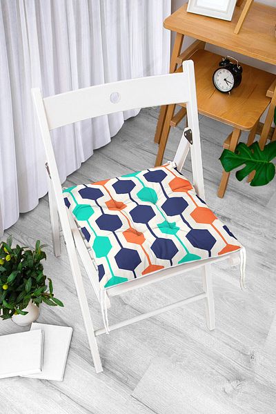 Realhomes Modern Honeycomb Patterned Digital Printed Decorative Fluffy Chair Cushion
