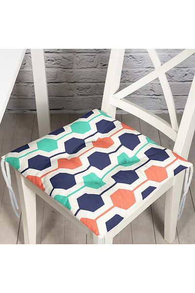 Realhomes Modern Honeycomb Patterned Digital Printed Decorative Fluffy Chair Cushion