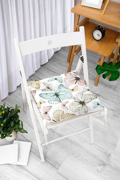 Realhomes Colorful Butterfly Themed Digital Printed Decorative Pouf Chair Cushion
