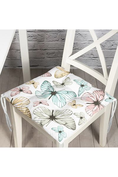 Realhomes Colorful Butterfly Themed Digital Printed Decorative Pouf Chair Cushion