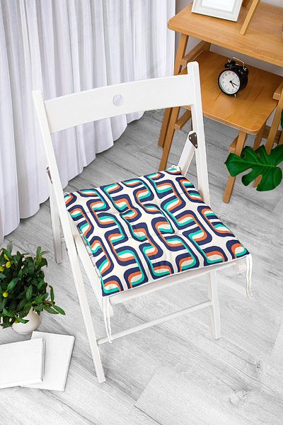 Realhomes Colorful Geometric Motif Digital Printed Fluffy Square Chair Cushion