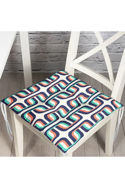 Realhomes Colorful Geometric Motif Digital Printed Fluffy Square Chair Cushion
