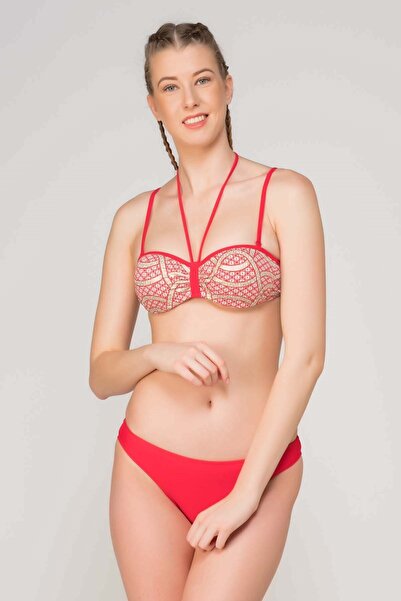 BADELİNA Kadın Kırmızı Dolgulu Kaplı Bikini