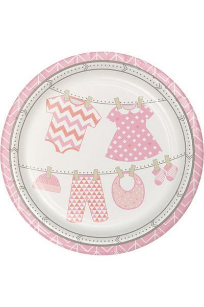 parti sürprizi Baby Clothes Pink Plate 8 Pieces