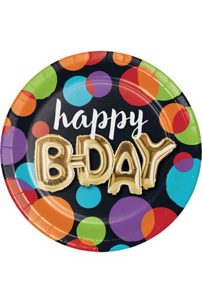 parti sürprizi Sparkly Balloons Happy Birthday Plate 8 Pieces
