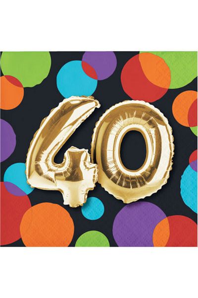 parti sürprizi Sparkling Balloons 40 Years Old Μικρή Χαρτοπετσέτα 16 Τεμάχια