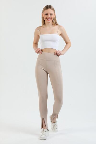 HTC Kadın Bej Fitilli Toparlayıcı Spor Tayt