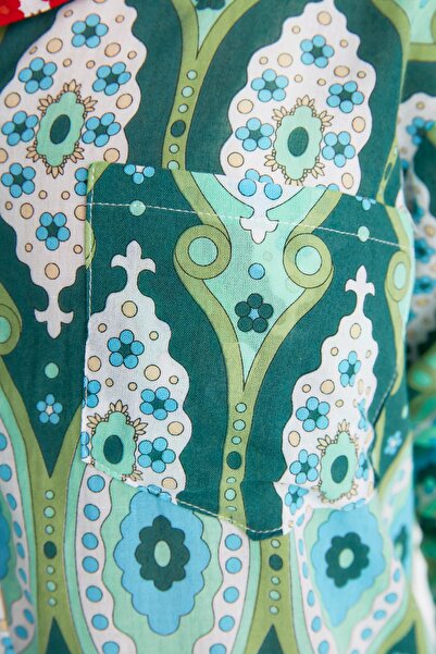 Trendyol Collection Green Ethnic Printed Long Voile Beach Kimono&Beach Kaftan TBESS20KM0017