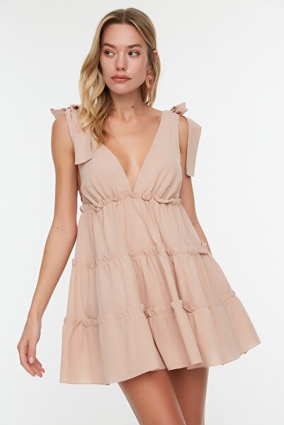 Trendyol Collection Lazac nyakkendő részletes strandruha TBESS21EL3270