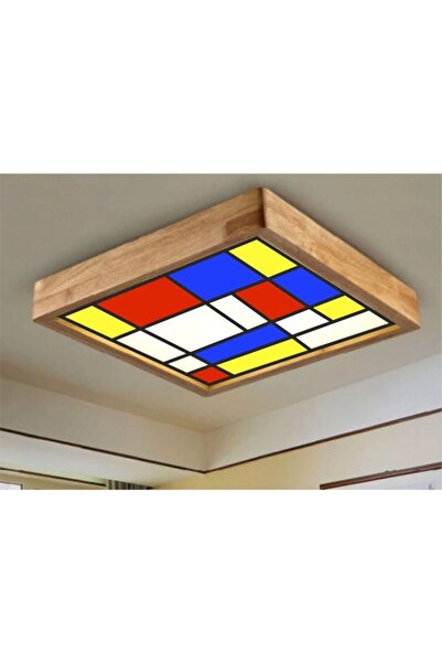 Ahşap Çerçeve Tavan Led Aydınlatma Avize 30*30cm Salon Yatakodası Mutfak Beyaz 6500k Işık Av3030
