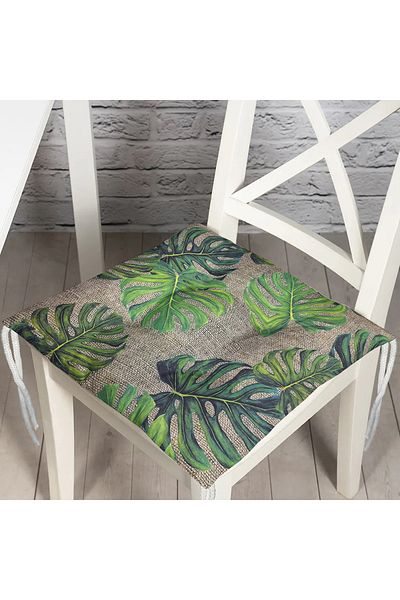 Realhomes Palm Leaves Special Design Pouf Chair Cushion with Sack Floor