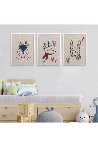 HOMEPACK Bela laminirana uokvirena dječja soba, set od 3 slika za decu-b04