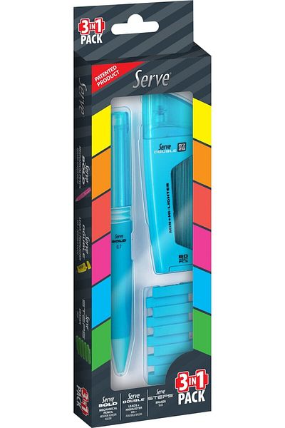 Serve Blue Bold Double Steps Set of 3