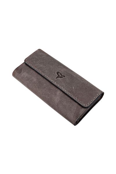 Garbalia Pavia Vintage Leather Saddler Stitched Gray Portfolio Women's Wallet