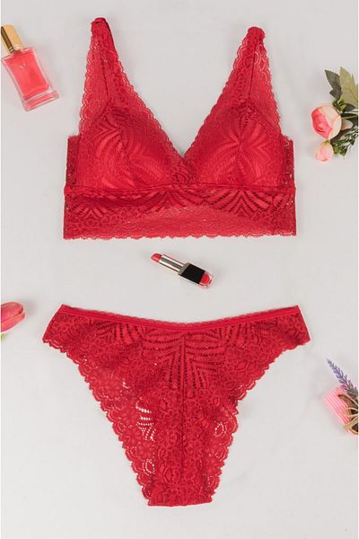 Yapıcı Underwear 1300 Unfilled Red Women's Bralet Set