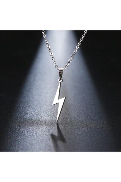 Genel Markalar 315l-titanyum Paslanmaz Çelik " Yıldırım / Şimşek " Kolyesi (gümüş)