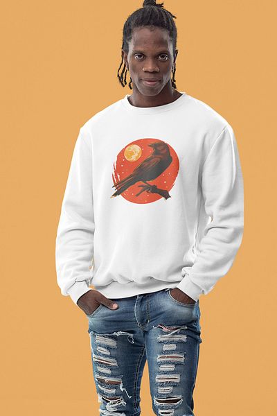 SUNFREE Φούτερ Unisex με στάμπα Moon And Bird