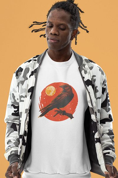 SUNFREE Φούτερ Unisex με στάμπα Moon And Bird