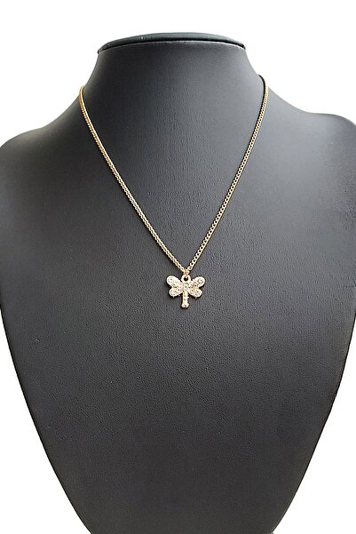 BİJUTERİ EVİ قلادة ذهبية اللون مع شكل اليعسوب وحجر الزركون