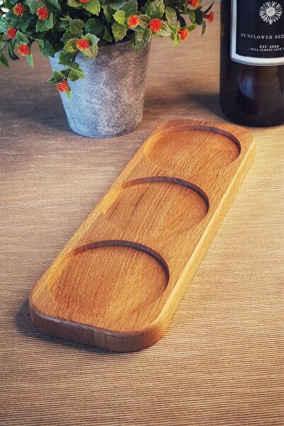 KHAKMA 3-Section Natural Wooden Oil Pot Oil Bowl Stand