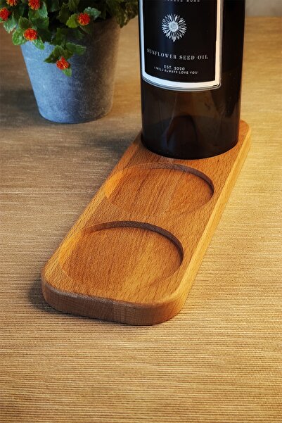 KHAKMA 3-Section Natural Wooden Oil Pot Oil Bowl Stand