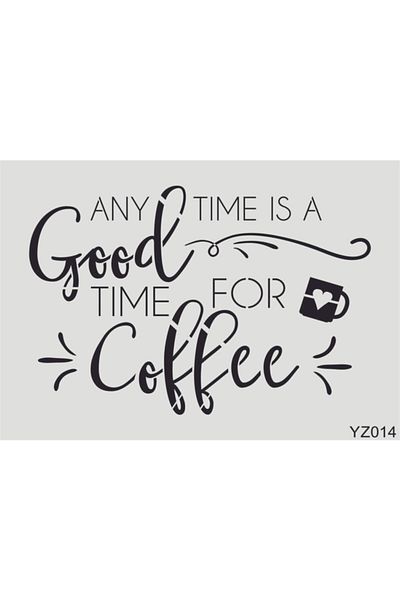 STENCİLTASARIM Stencil Design Yz014 Coffee Time - Decorative Wall, Item, Tiles, Fabric Painting Templates 21x30cm