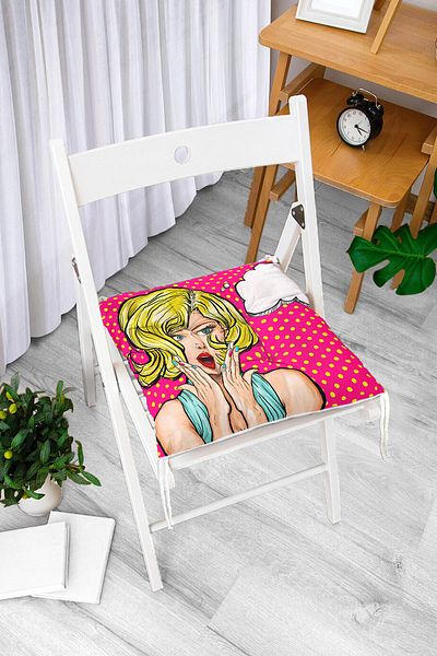Realhomes Digital Printed Fluffy Square Chair Cushion with Pop Art Picture