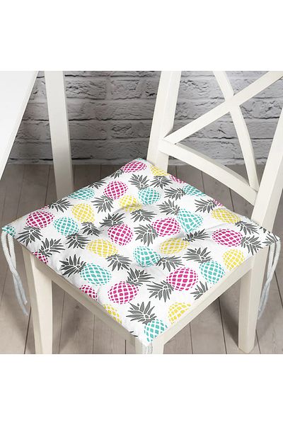 Realhomes Colorful Pineapple Patterned Digital Printed Fluffy Chair Cushion