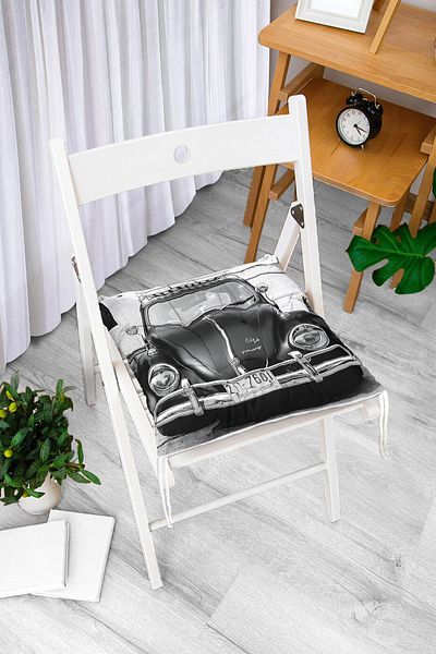Realhomes Vosvos Illustrated Digital Printed Αφράτο τετράγωνο μαξιλάρι καρέκλας