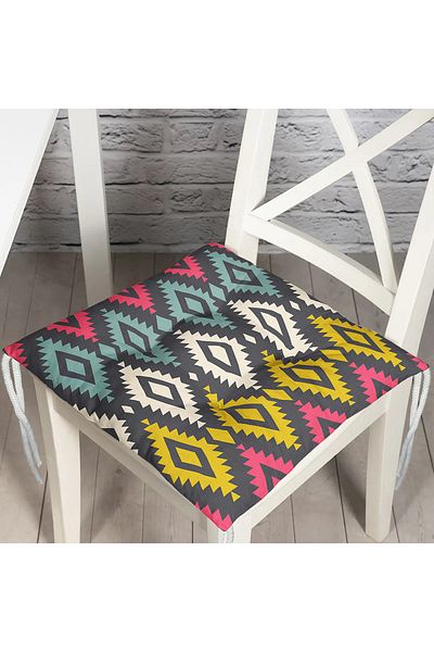 Realhomes Colorful Geometric Patterned Digital Printed Fluffy Chair Cushion
