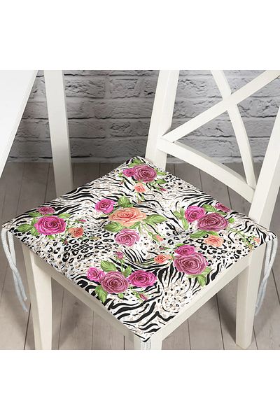 Realhomes Leopard Rose Motif Fluffy Square Chair Cushion