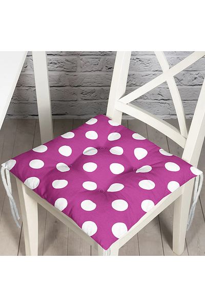 Realhomes Polka Dot Digital Printed Fluffy Square Chair Cushion