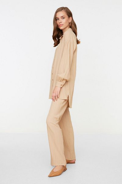 Trendyol Modest Stone Back hosszú, széles szárú ing-nadrág szőtt öltöny TCTSS22US0030