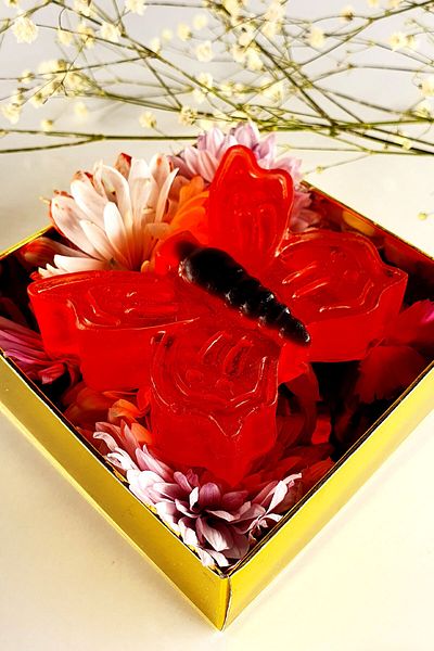 FANTASTİK SANAT ATÖLYESİ Spring Flowers Scented Red Love Butterfly Decorative Bath and Hand Soap - in Special Box