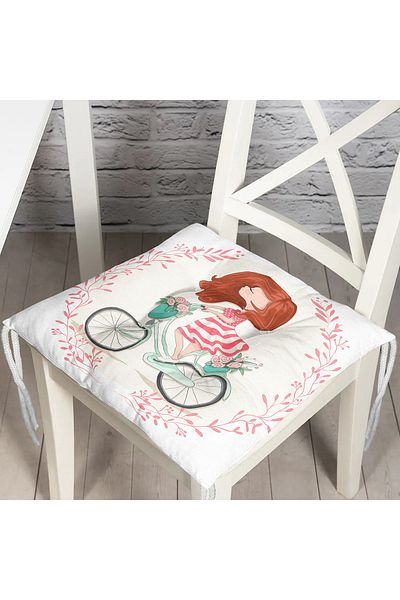 Realhomes Modern Bicycle Patterned Digital Printed Fluffy Chair Cushion