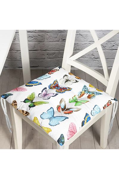 Realhomes Digital Printed Modern Fluffy Chair Cushion with Colorful Butterfly Picture