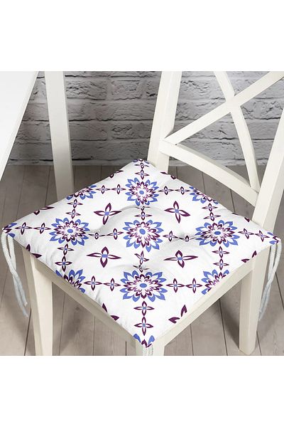 Realhomes Flower Motif Digital Printed Fluffy Square Chair Cushion