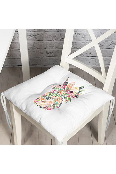 Realhomes Modern Pineapple Pattern Digital Printed Fluffy Chair Cushion