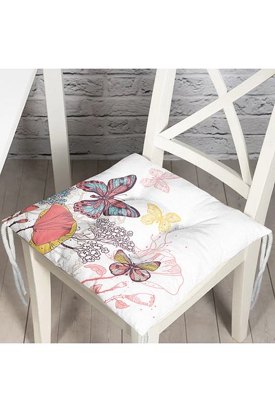 Realhomes Custom Design Colorful Butterfly Patterned Digital Printed Pouf Chair Cushion