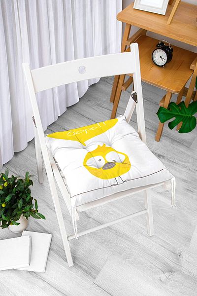 Realhomes Children's Room Digital Printed Pouf Chair Cushion with Teddy Bear on White Background