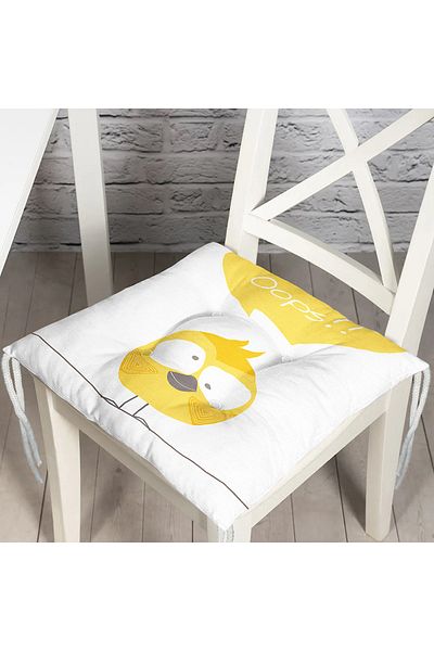 Realhomes Children's Room Digital Printed Pouf Chair Cushion with Teddy Bear on White Background