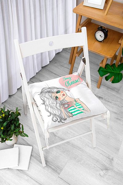Realhomes Fashion Girl Digital Printed Μοντέρνο Αφράτο Μαξιλάρι Καρέκλας