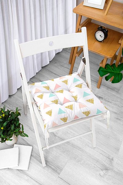 Realhomes Triangle Geometric Shapes Specially Designed Pouf Chair Cushion