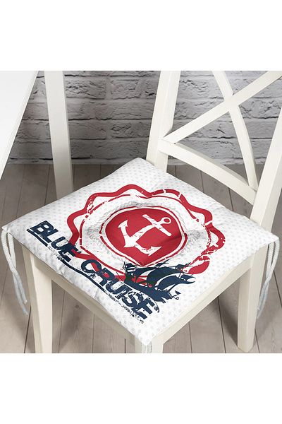 Realhomes Anchor Pattern Digital Printed Fluffy Square Chair Cushion