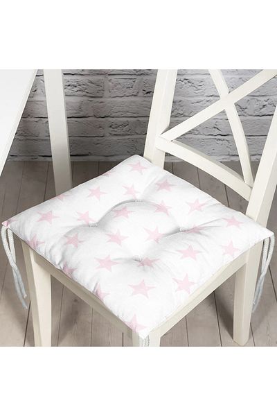 Realhomes Powder Star Patterned Modern Digital Printed Fluffy Chair Cushion