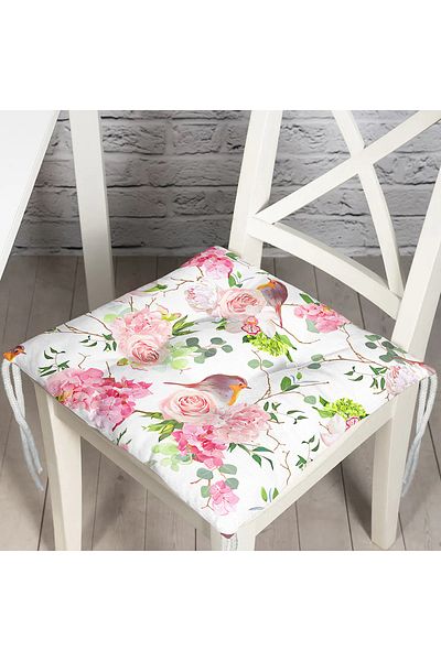 Realhomes Colorful Bird Motif Printed Digital Printed Pouf Chair Cushion