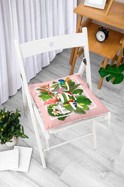 Realhomes Μαξιλάρι καρέκλας με αφράτο ειδικό σχέδιο Pink Summer Filamingo