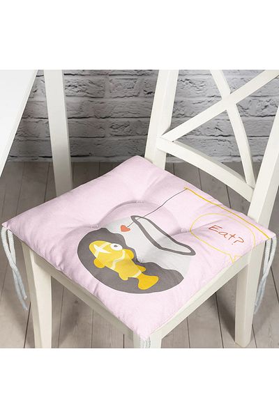 Realhomes Digital Printed Children's Room Pofidik Chair Cushion with Yellow Bird Motif on Gray Background